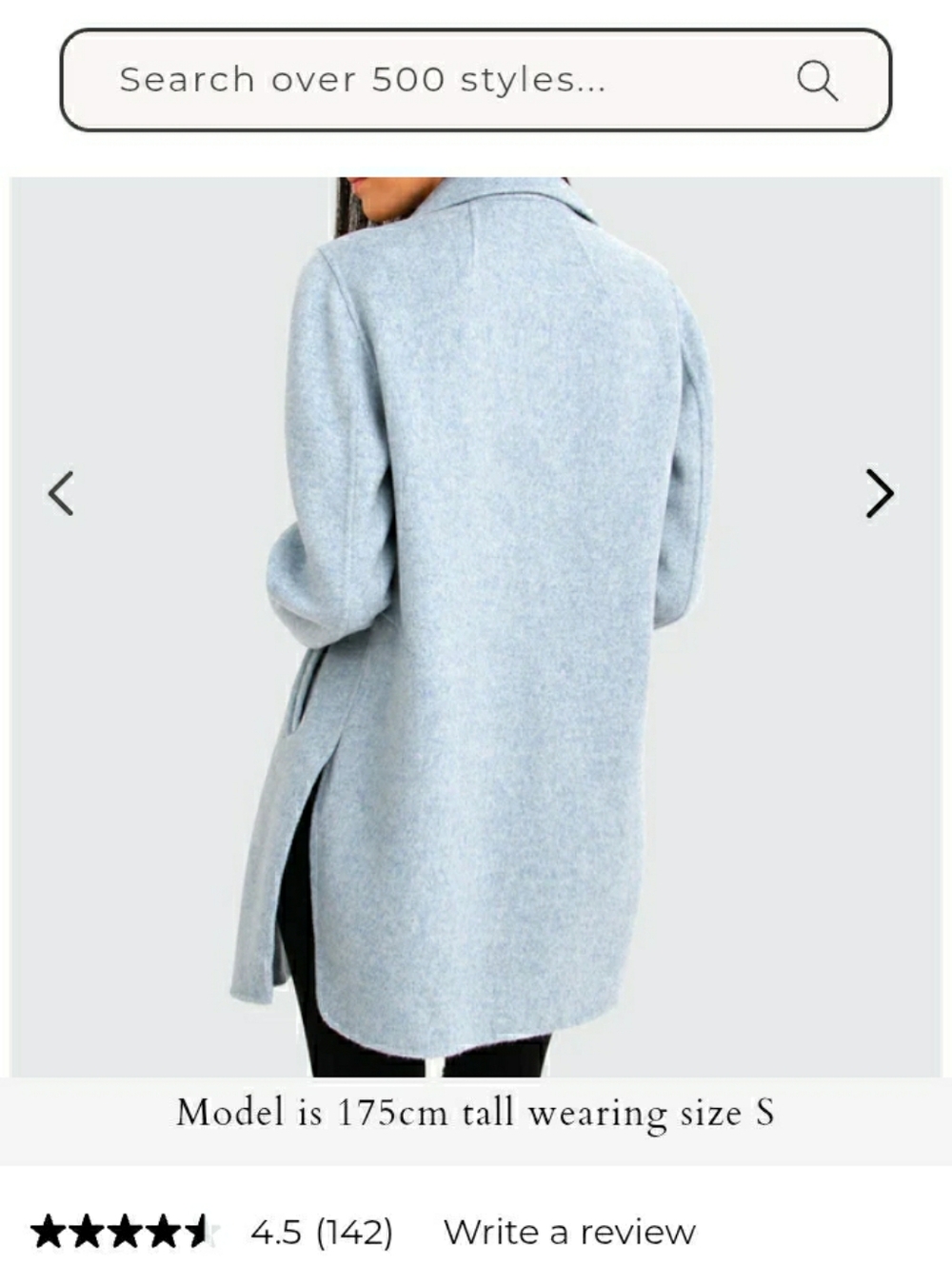 Light Blue Women's Wool-Blend Coat , Size Small - Picture 4 of 10
